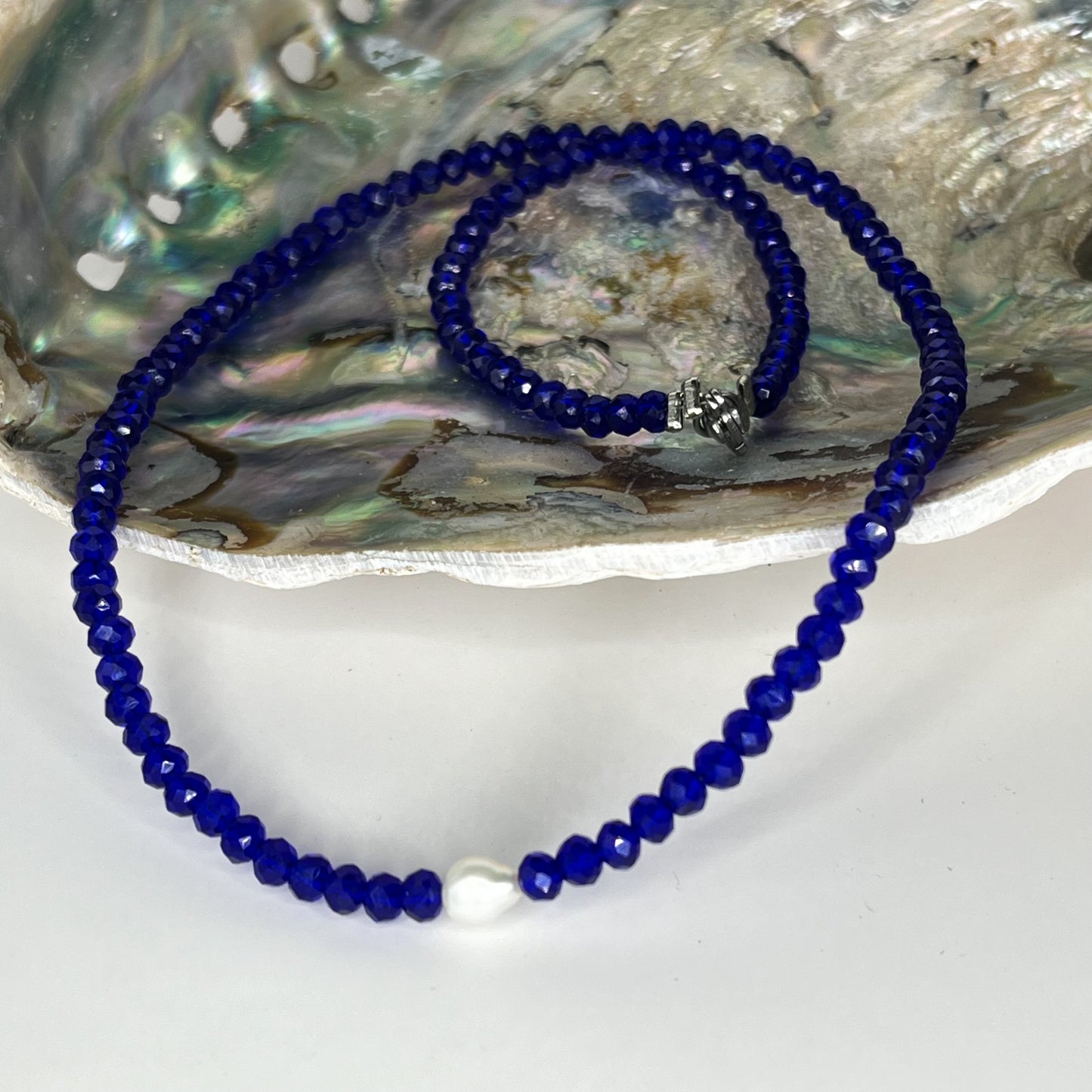 Assorted Faceted Glass and Single Pearl Necklaces
