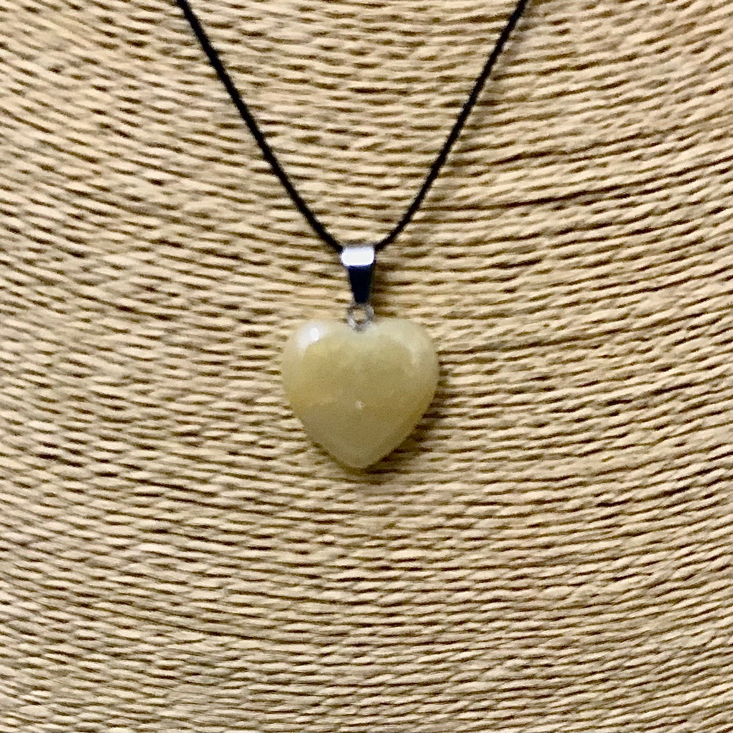 Yellow Aventurine Heart Pendant on Black String