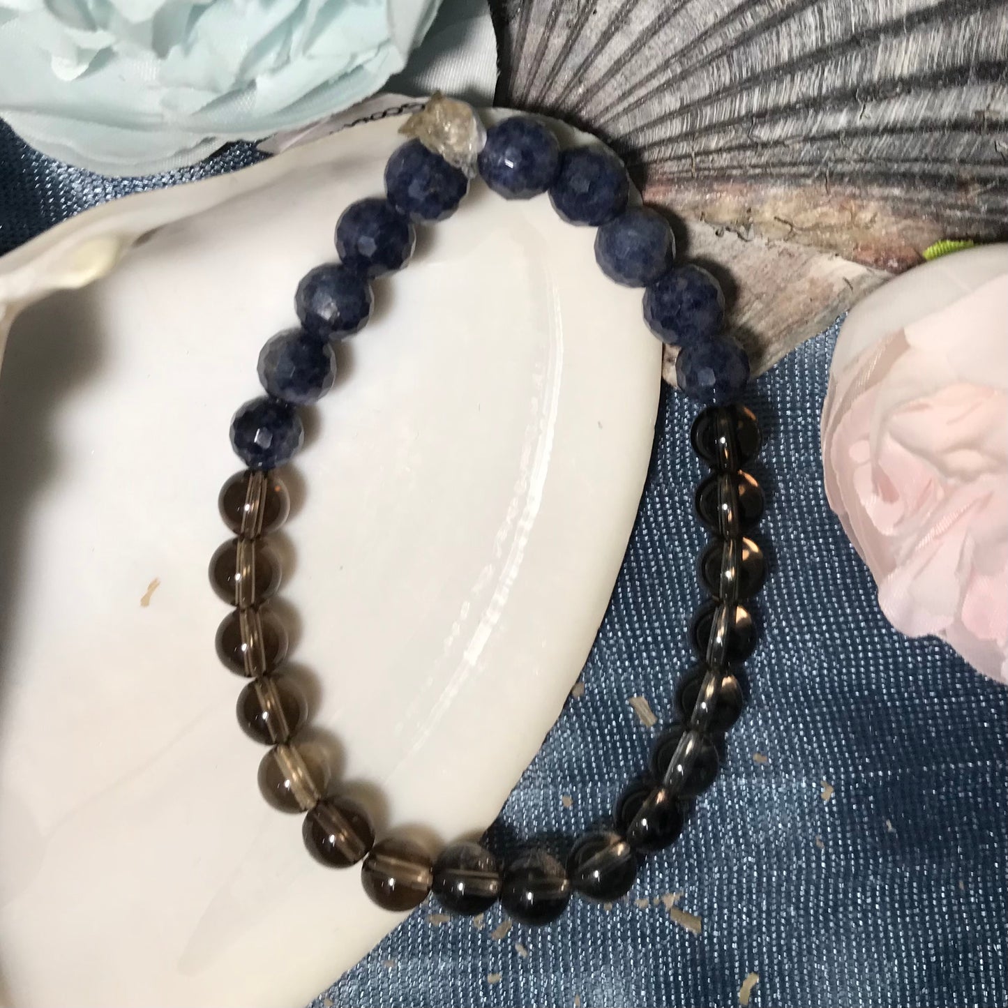 Smokey Sodalite and Faceted Bead Bracelet