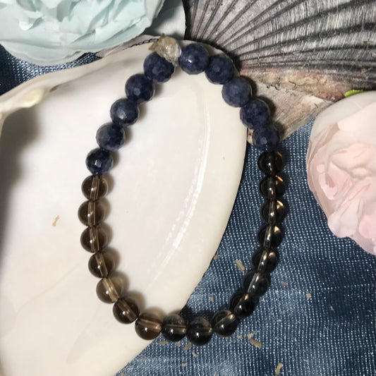 Smokey Sodalite and Faceted Bead Bracelet