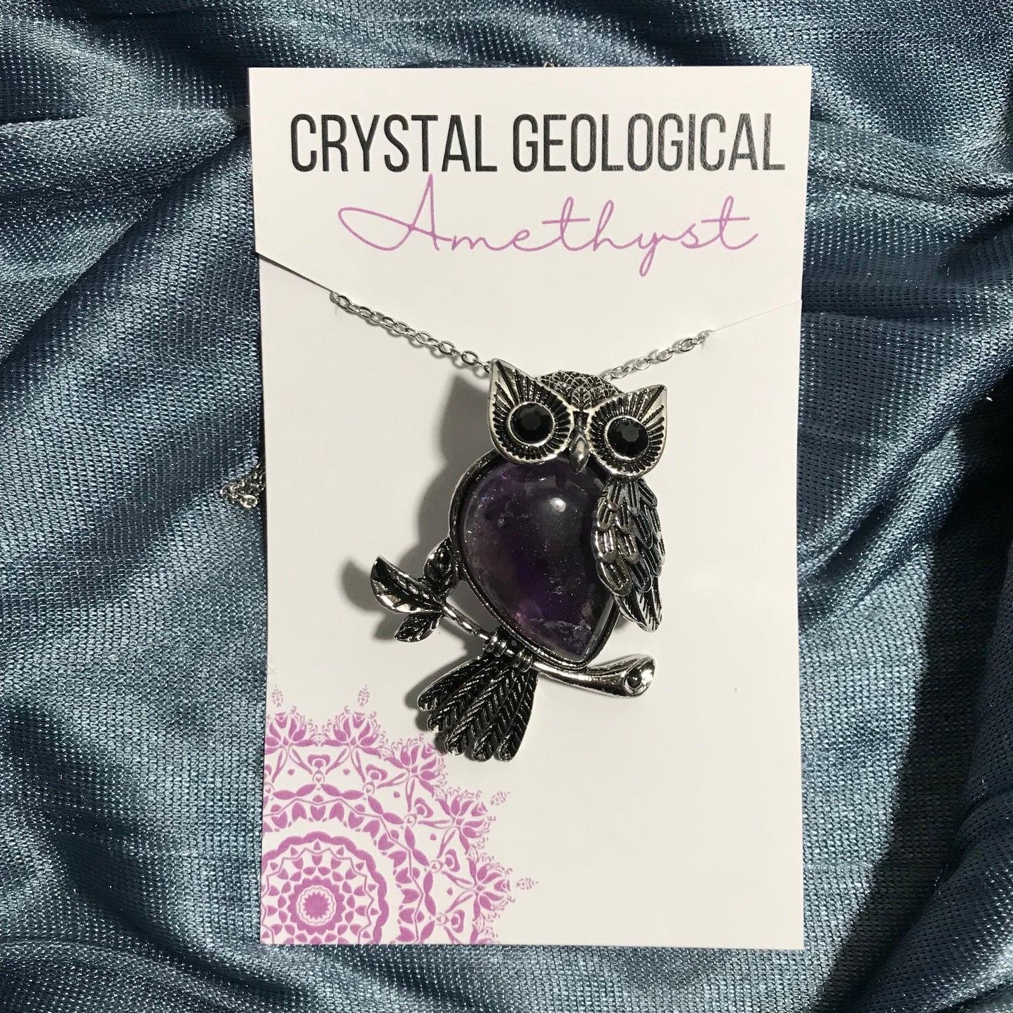 Assorted Gemstone Owl Pendants with Chain