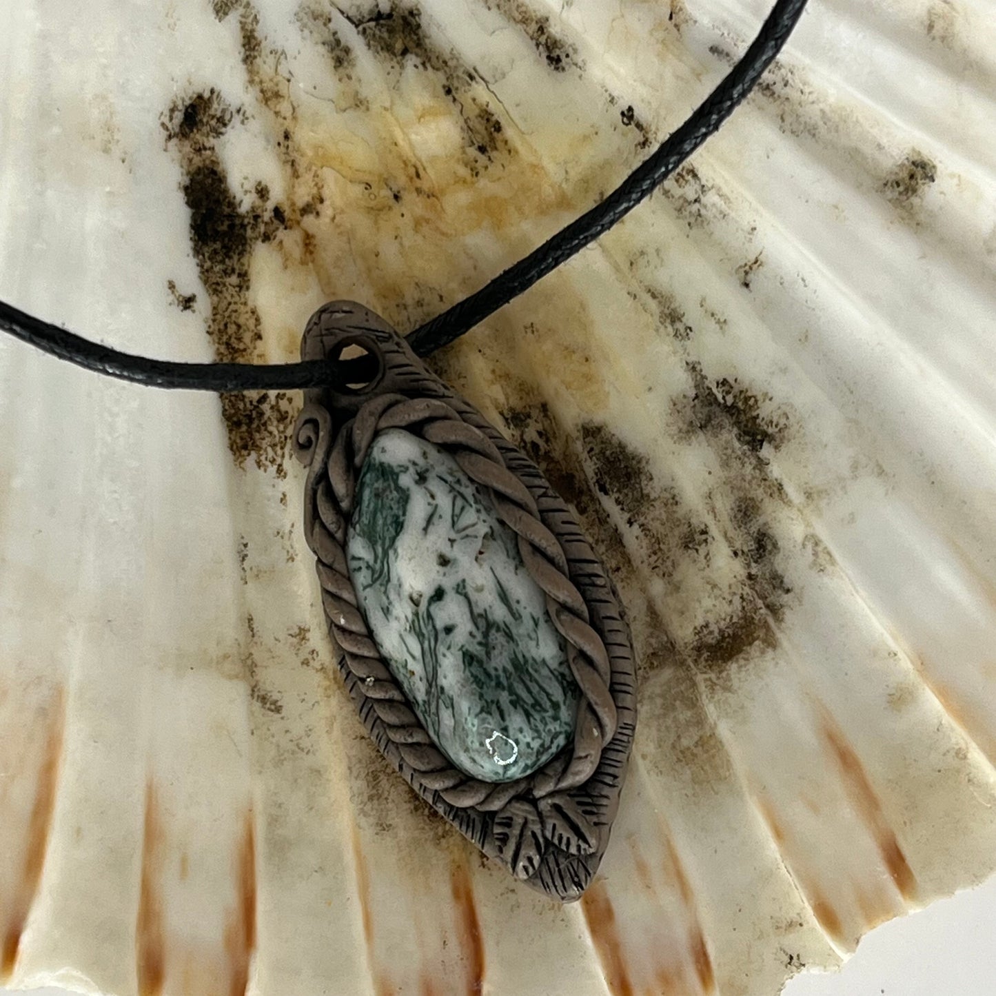 Assorted Polymer Clay Gemstone Pendants on Black Cord