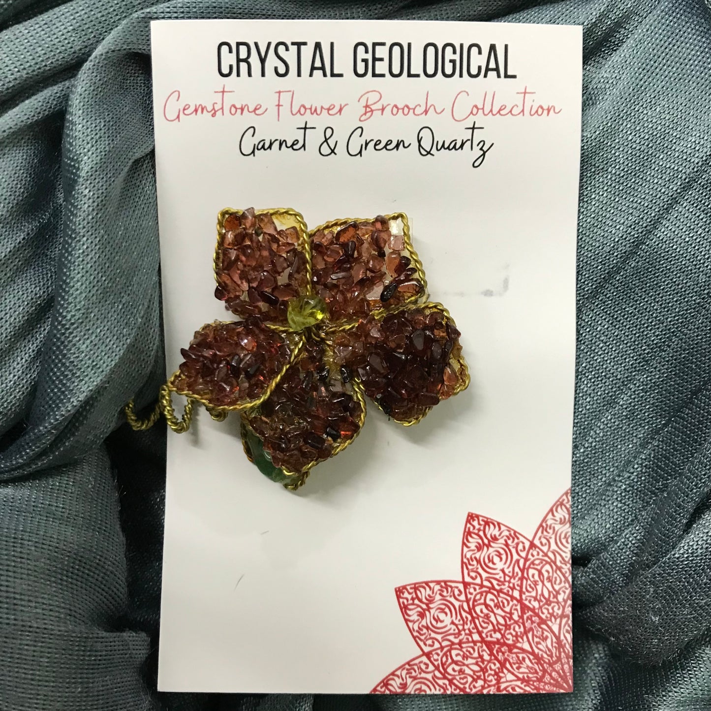 Assorted Gemstone Flower Brooch