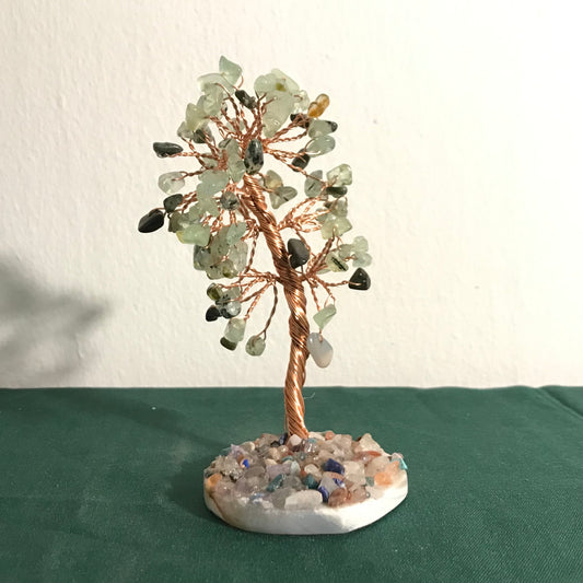 Prennite Gemstone Tree with Agate Base - 12cm