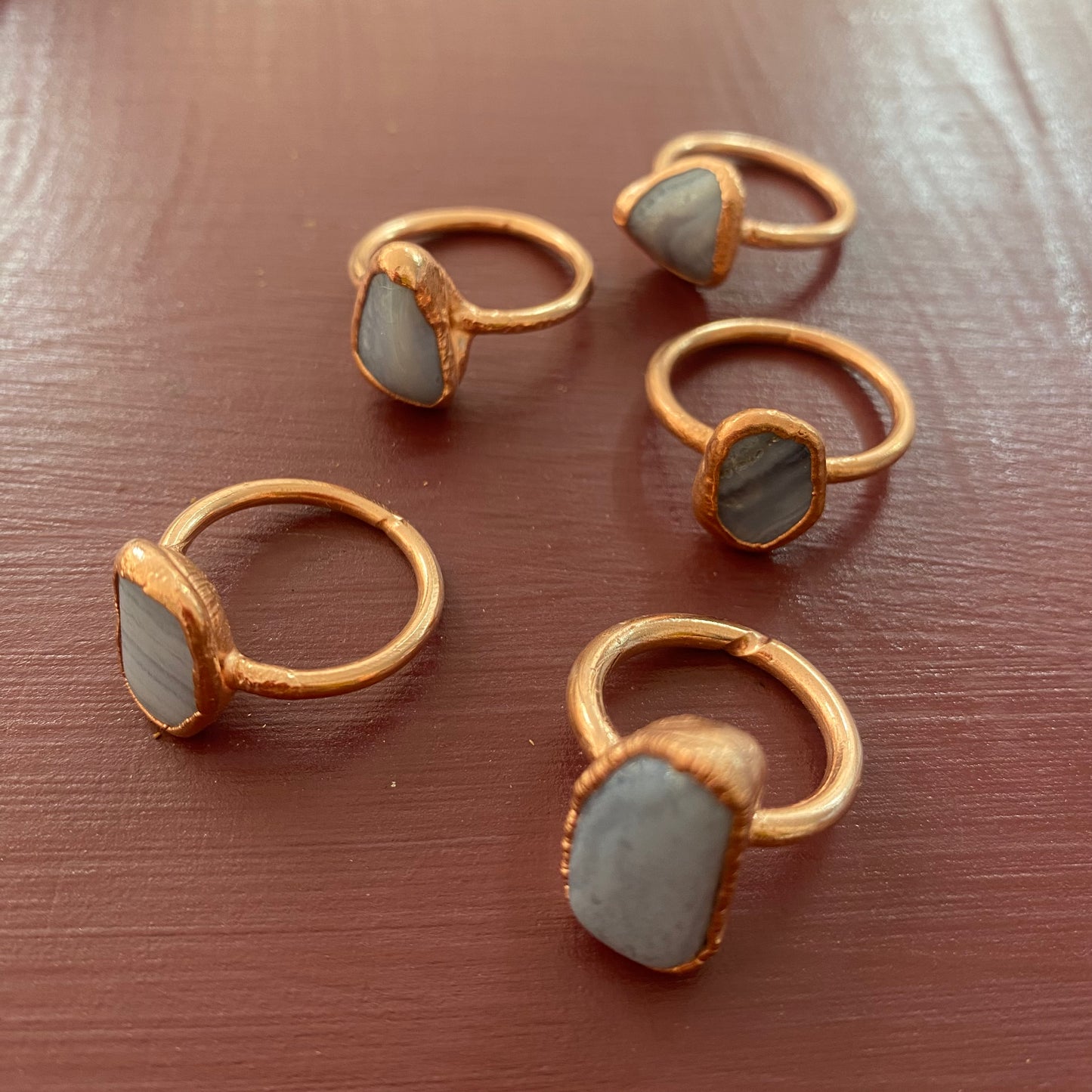 Assorted Blue Lace Agate - Copper Ring