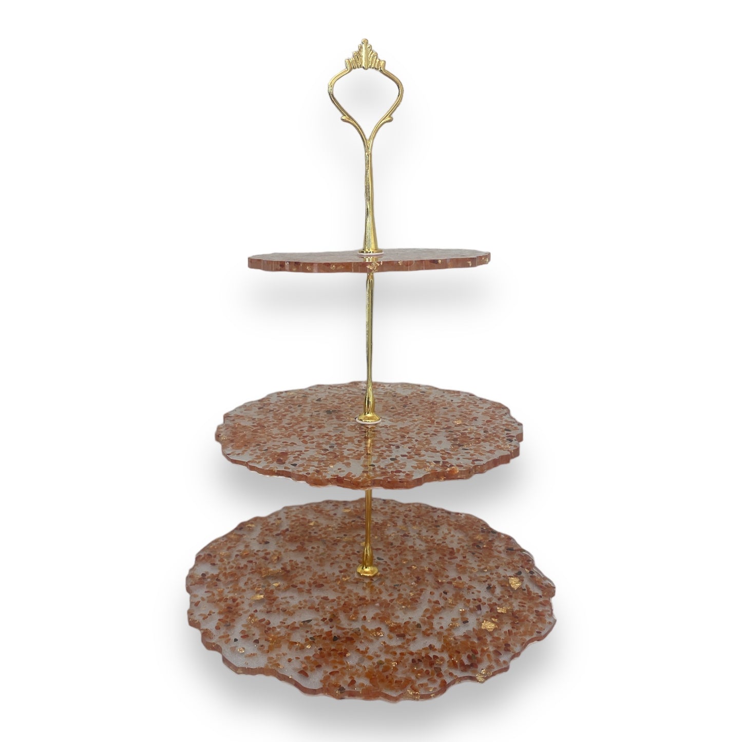 Carnelian & Gold Leaf Tiered Cupcake Stand (Holder)
