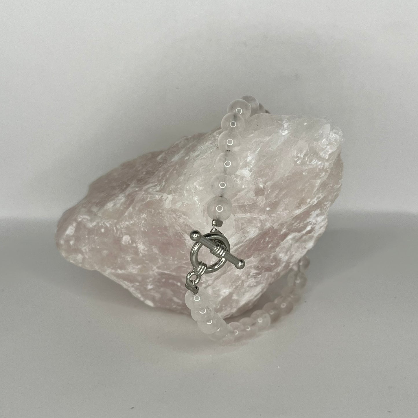 Rose Quartz Round Bead Bracelet with Clasp