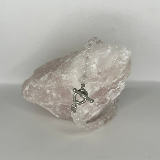 Rose Quartz Round Bead Bracelet with Clasp