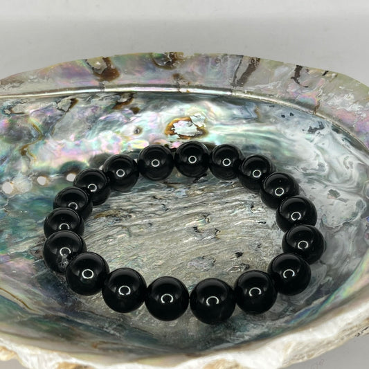 Black Obsidian Round Bead Bracelet