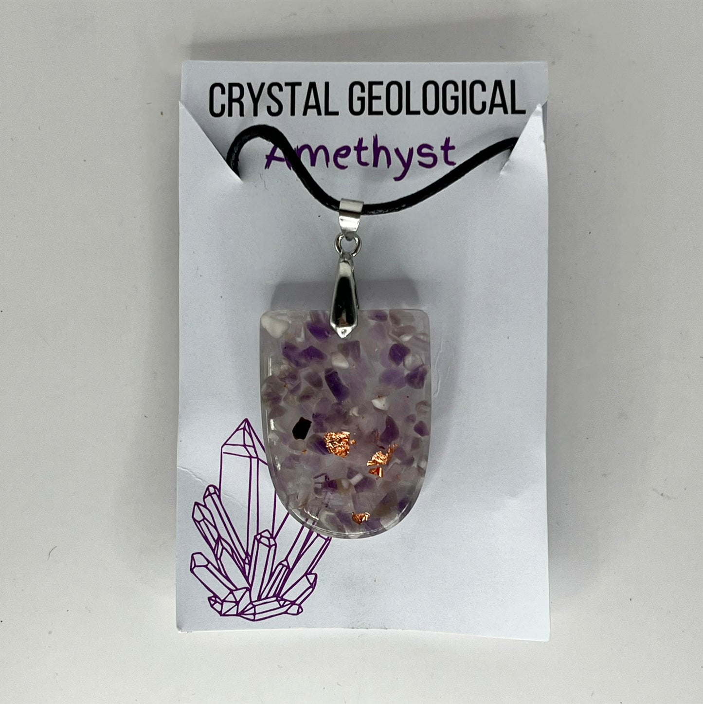 Assorted Resin Gemstone Pendants on Black Cord