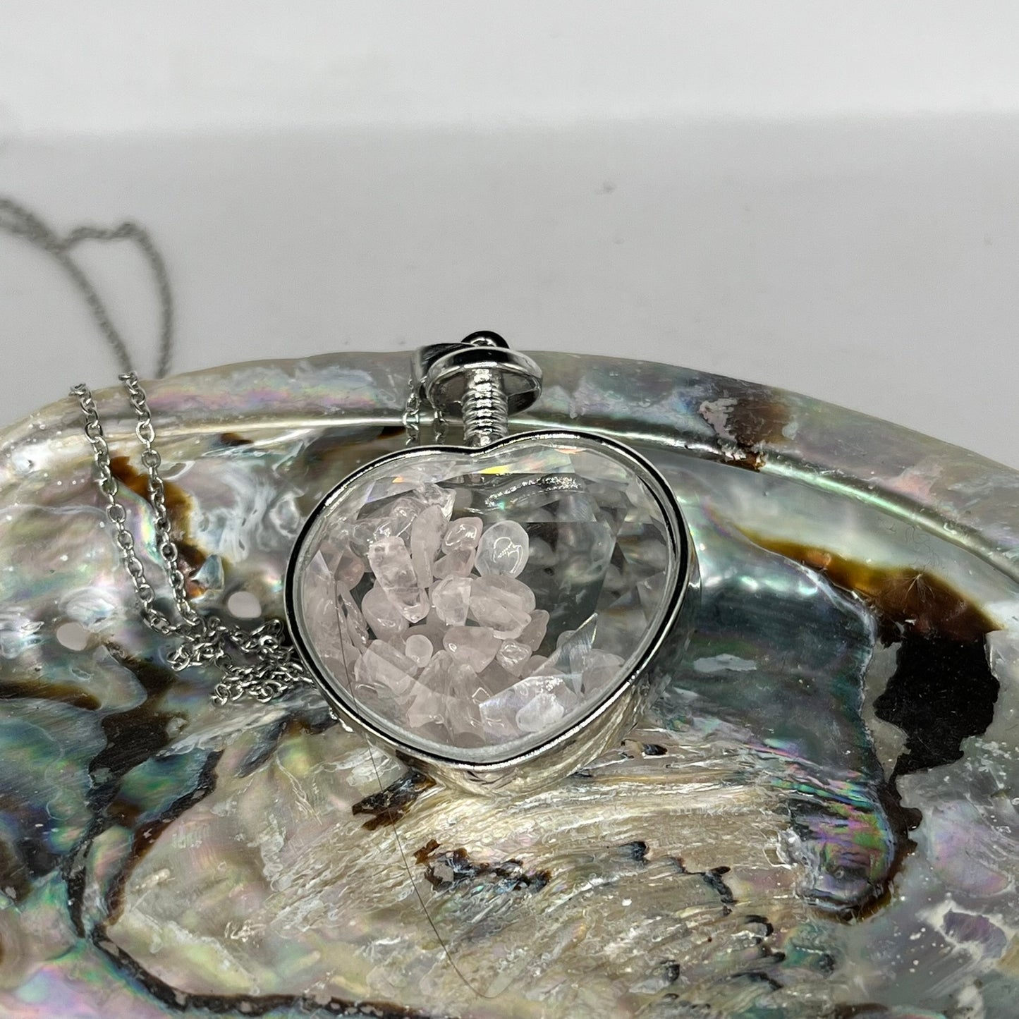 Assorted Gemstone-Filled Glass Pendants on Stainless Steel Chains