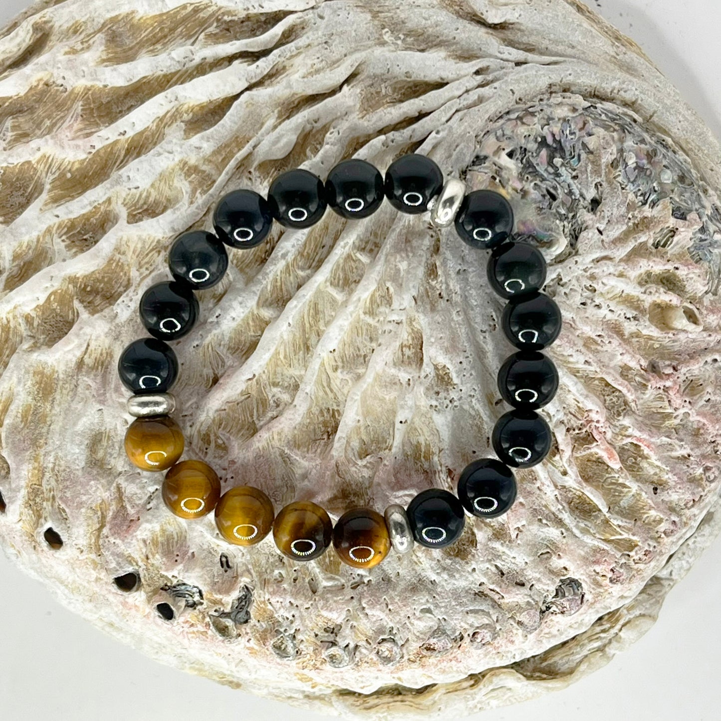 Blue & Yellow (Gold) Tiger Eye Beaded Bracelet