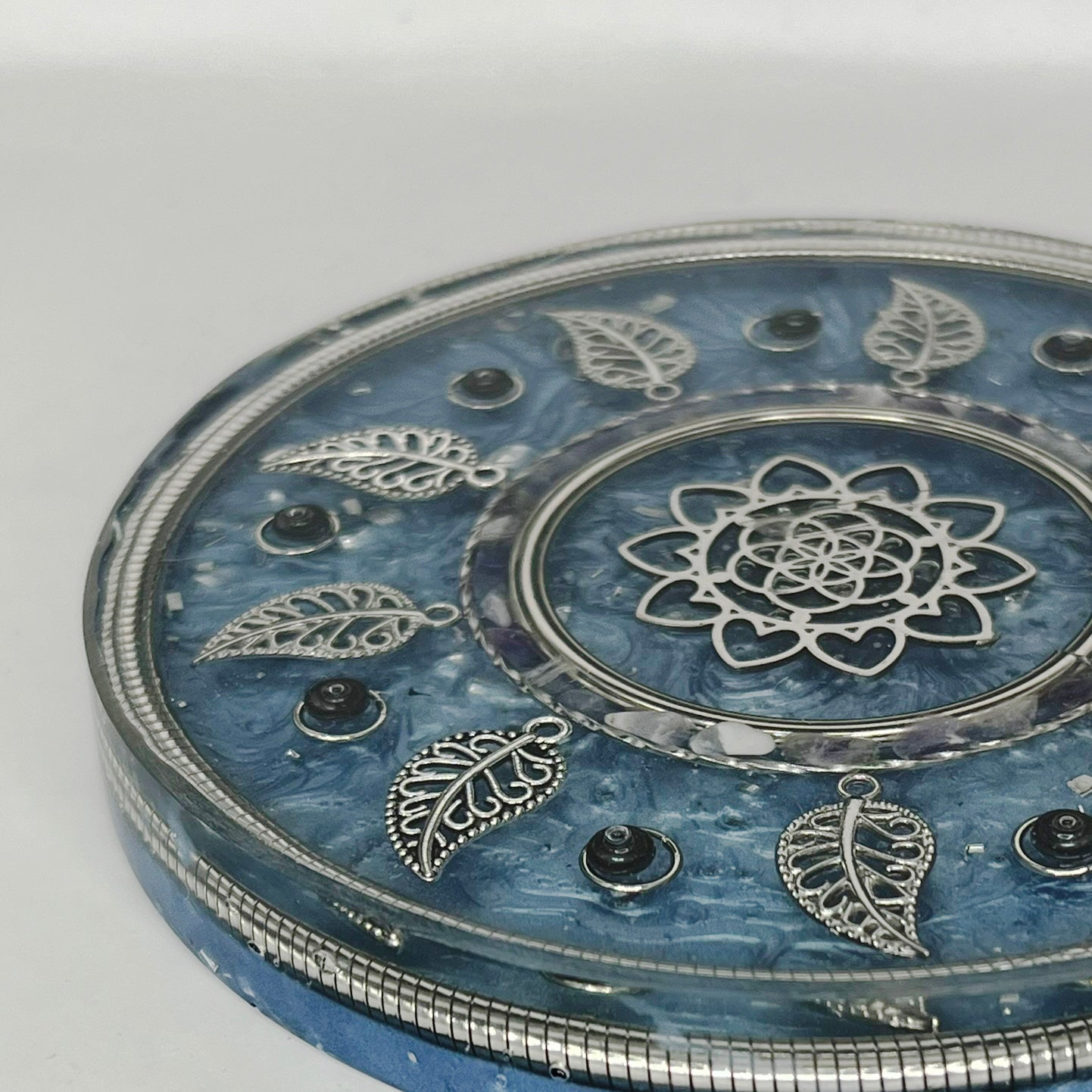 Blue Leaf Coaster - Orgonite