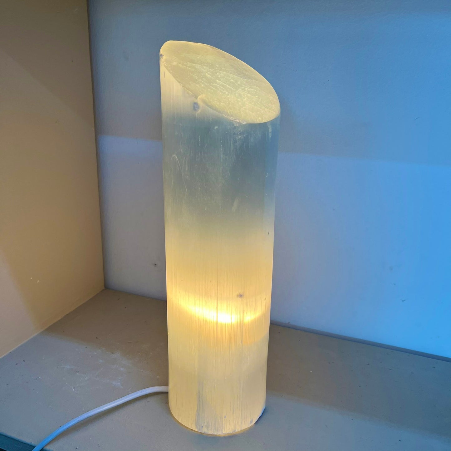 Selenite Polished Pillar Lamp