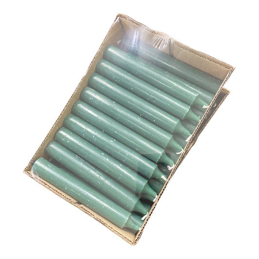 Box of 30 Green Solid Candles - 14cm