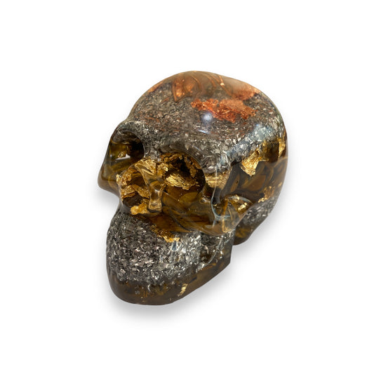 Tiger Eye Orgonite Skull - 8cm - Crystal Geological