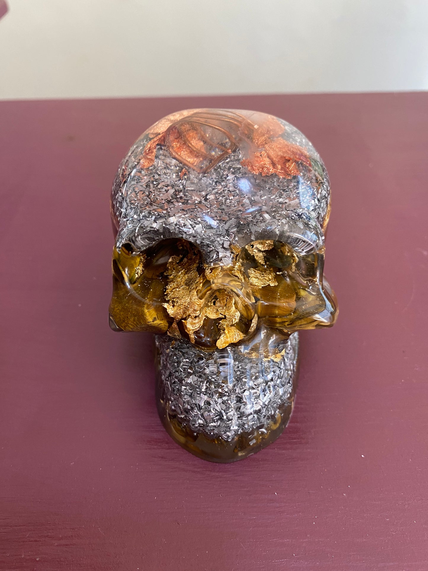 Tiger Eye Orgonite Skull - 8cm - Crystal Geological
