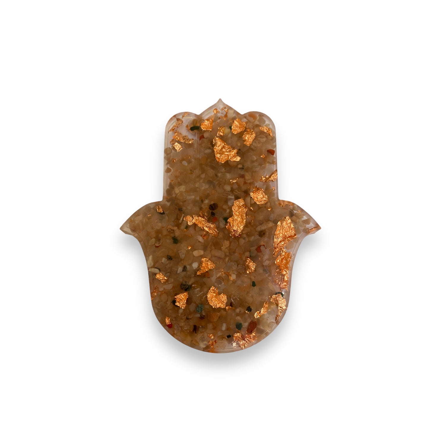 Sunstone & Copper Leaf Hamsa Hand Incense Holder - 12cm
