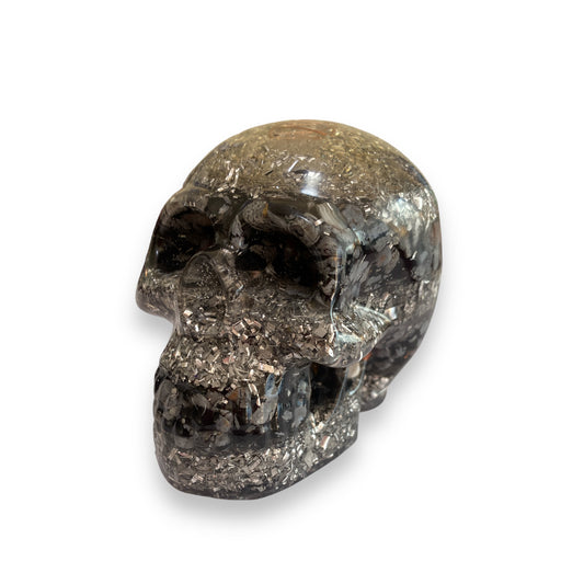 Orgonite Snowflake Obsidian Skull - 8cm - Crystal Geological