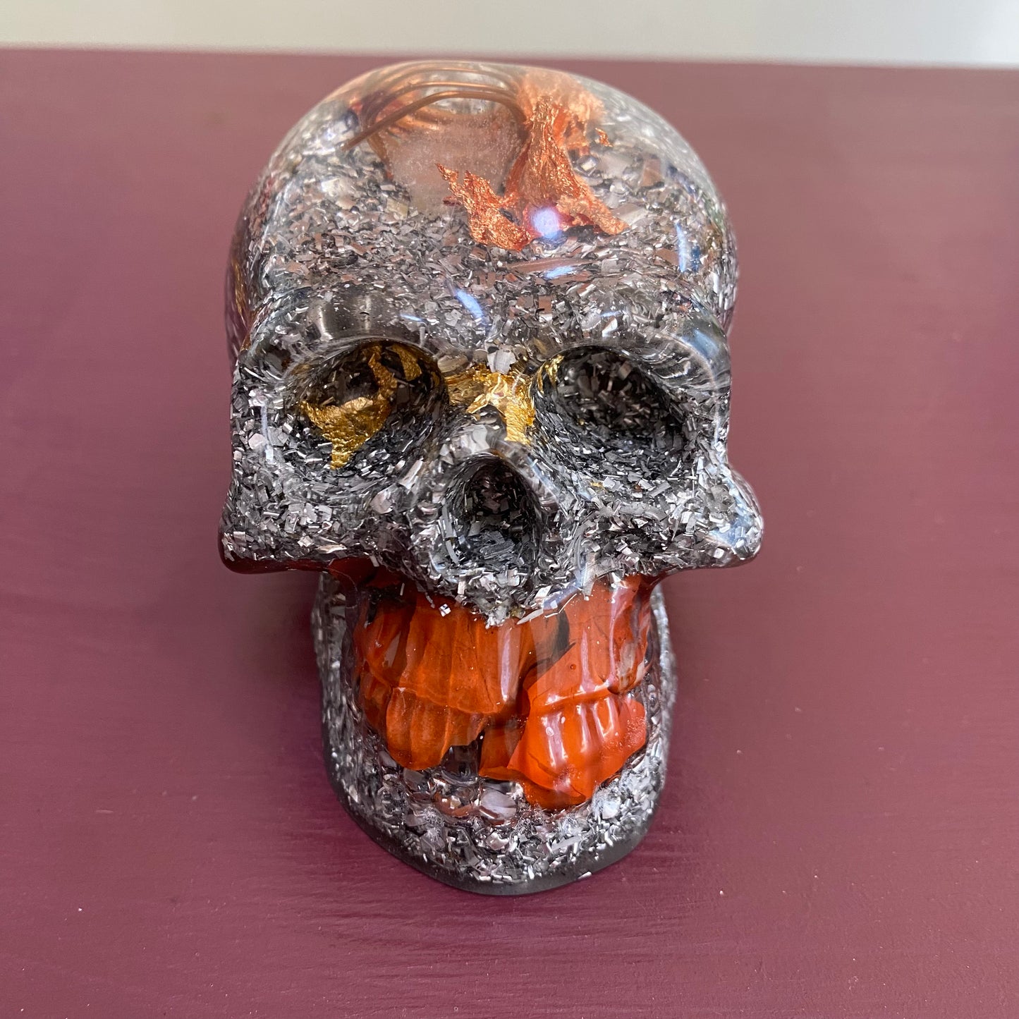 Red Jasper Orgonite Skull - 8cm - Crystal Geological