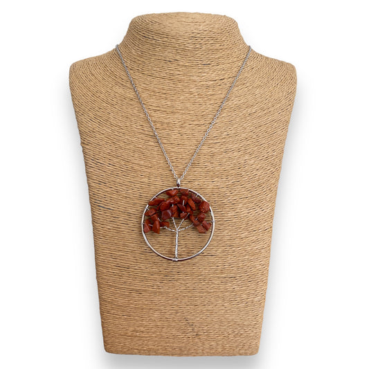 Red Jasper Tree of Life Necklace - Crystal Geological