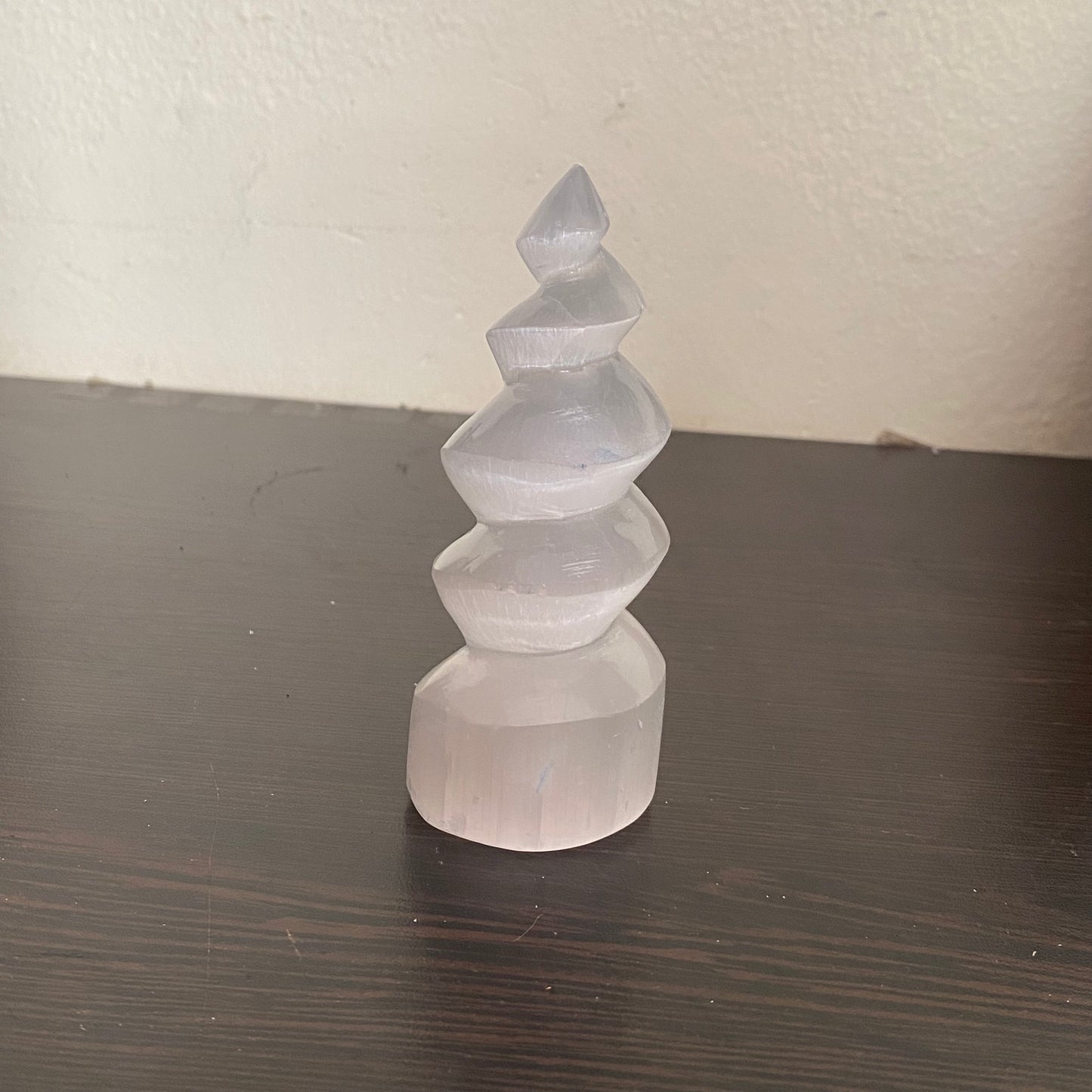 Selenite Spiral Tower -10cm - Crystal Geological