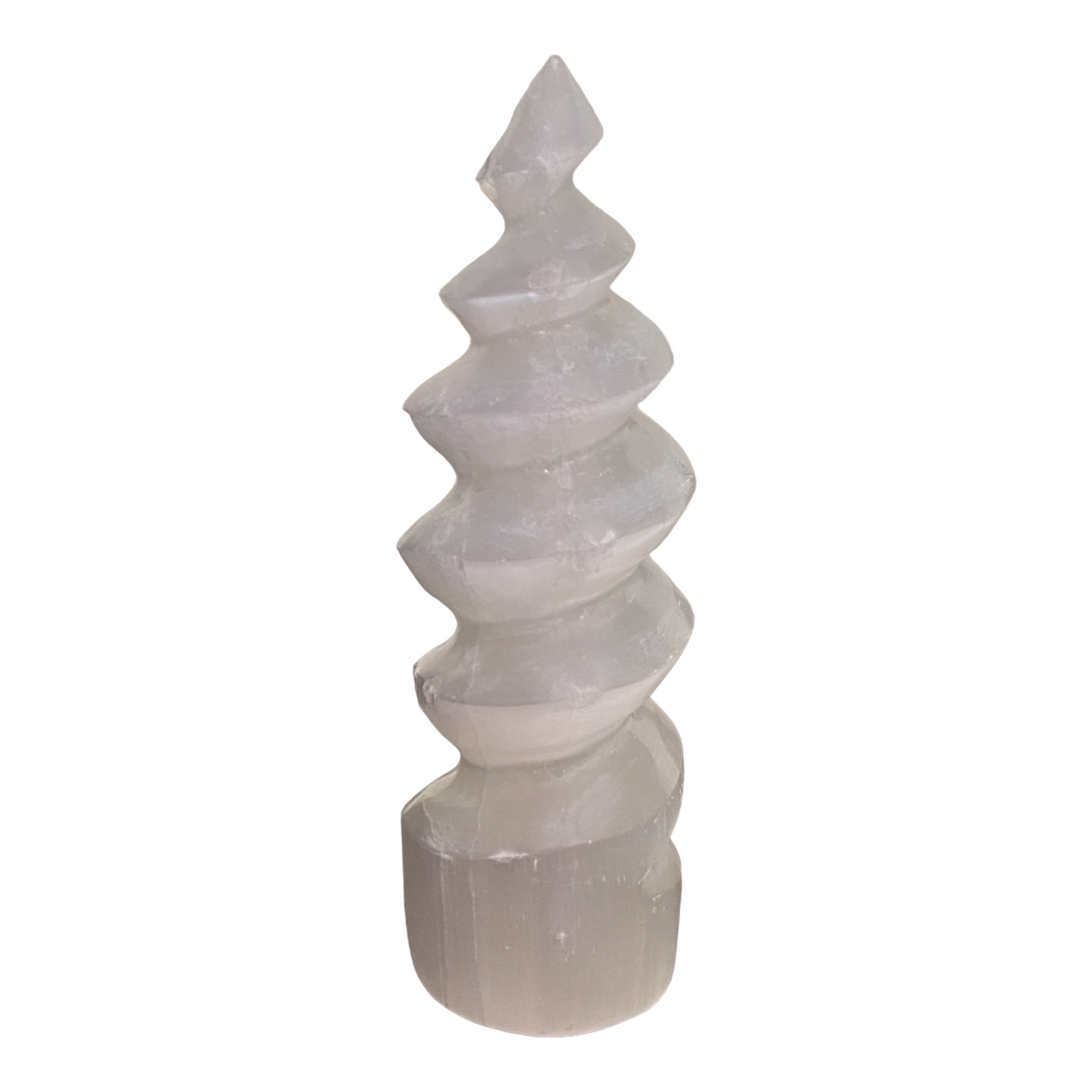 Selenite Spiral Tower - 15cm - Crystal Geological