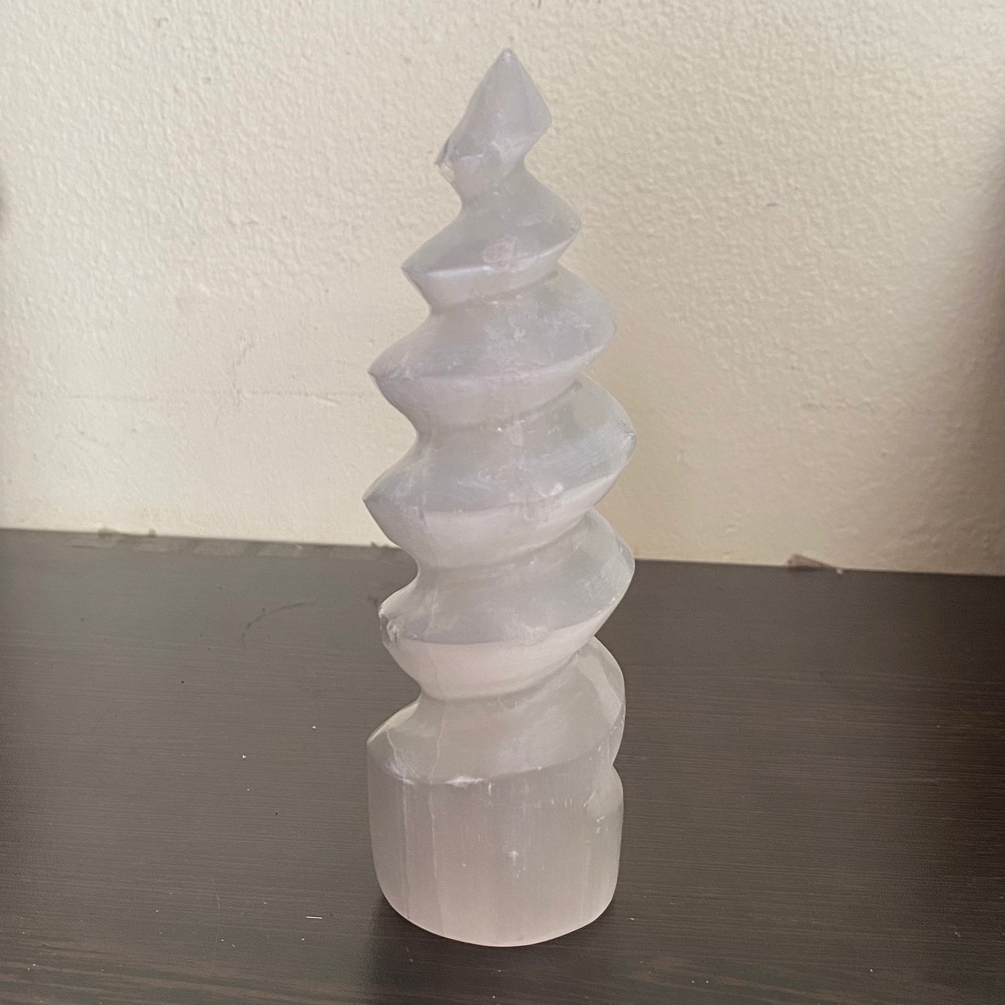 Selenite Spiral Tower - 15cm - Crystal Geological