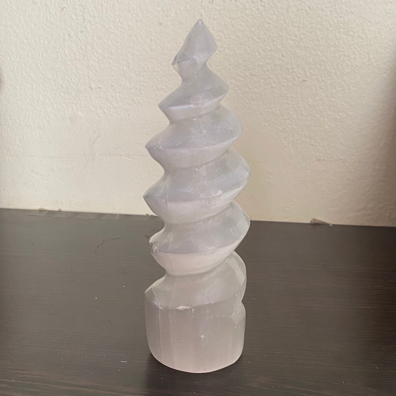 Selenite Spiral Tower - 15cm - Crystal Geological