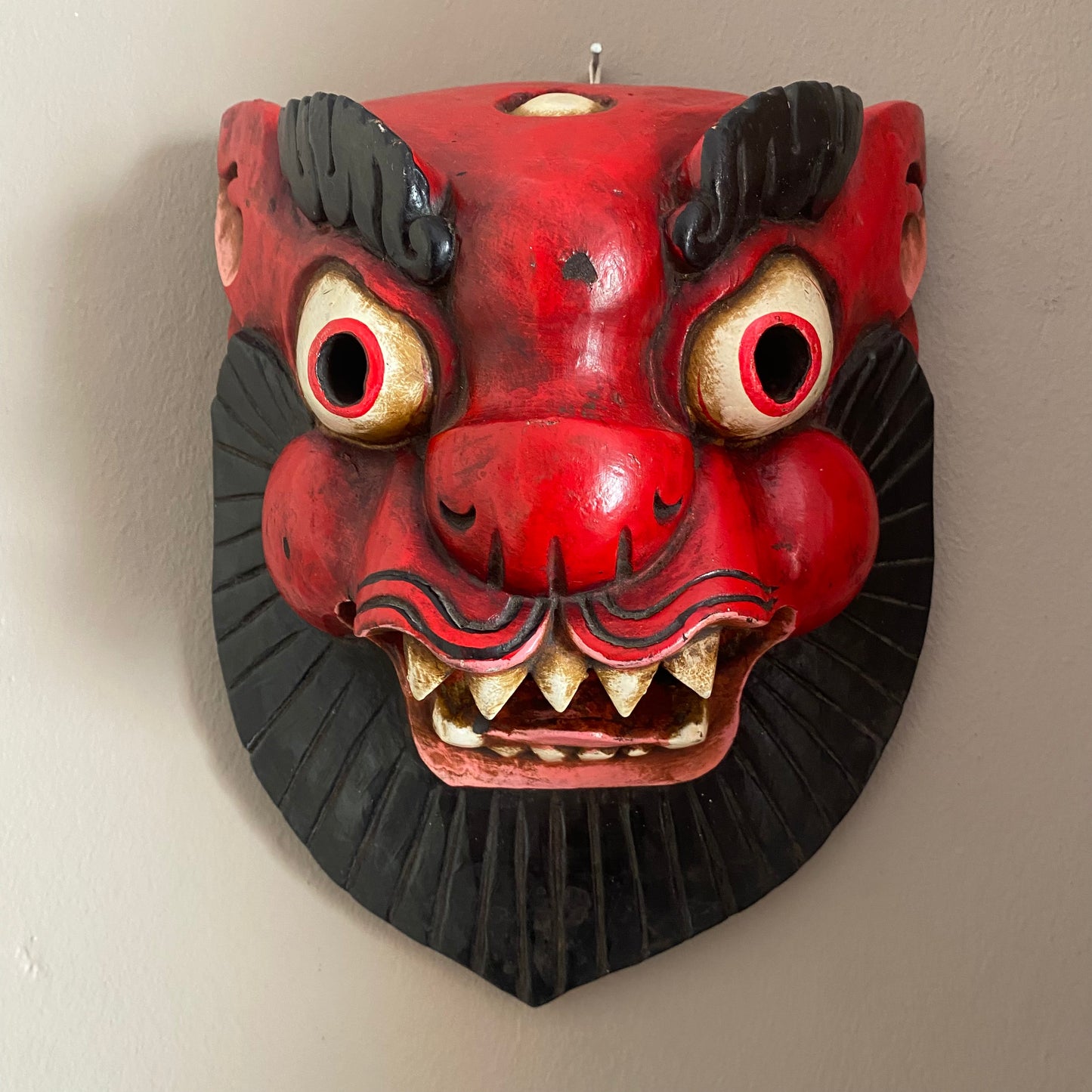 Dragon Nepali Wooden Mask - Red