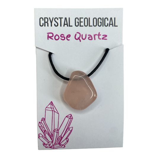 Rose Quartz Tumble Stone Necklace - Crystal Geological