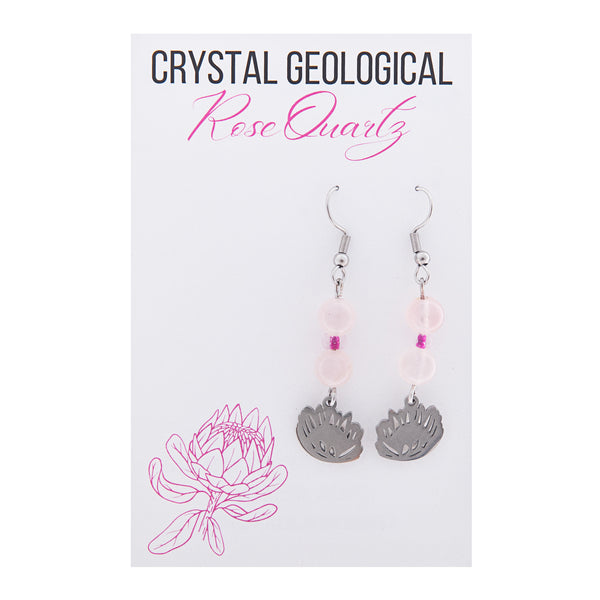 Assorted Rose Quartz Beaded Earring - Crystal Geological
