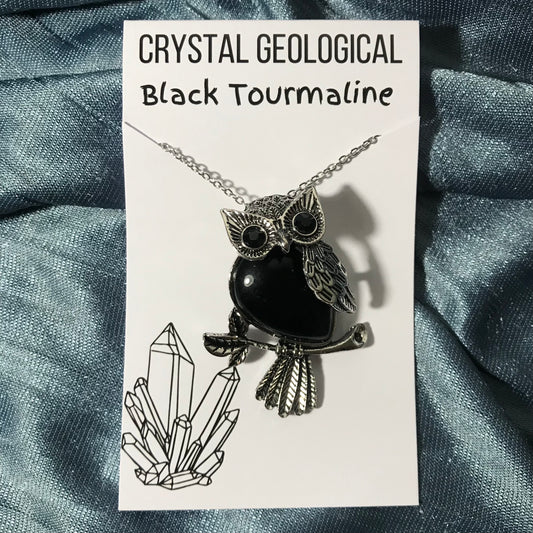 Assorted Gemstone Owl Pendants with Chain