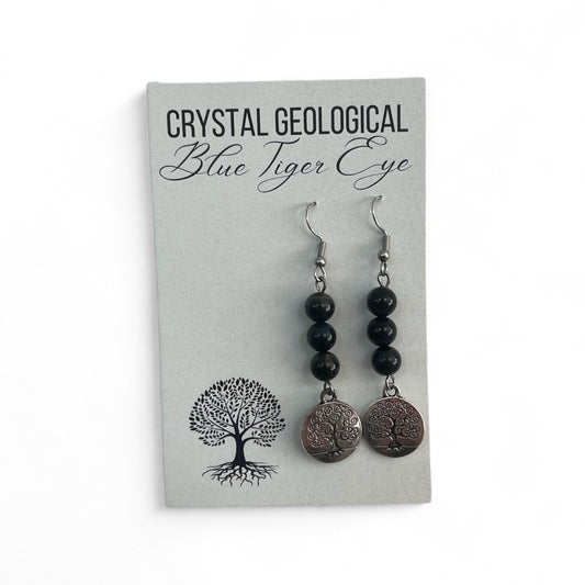Blue Tiger Eye Earrings - Crystal Geological