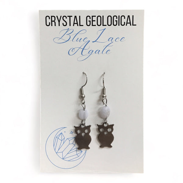 Assorted Blue Lace Agate Earring Pair - Crystal Geological