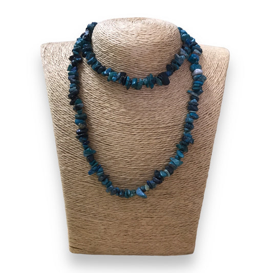 Chrysocolla Chip Bead Necklace-40cm