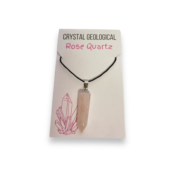 Rose Quartz Pointer Necklace - Crystal Geological