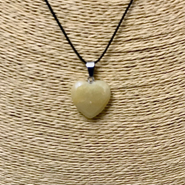 Yellow Aventurine Heart Pendant on Black String