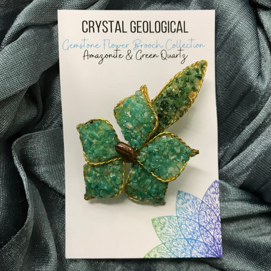 Assorted Gemstone Flower Brooch