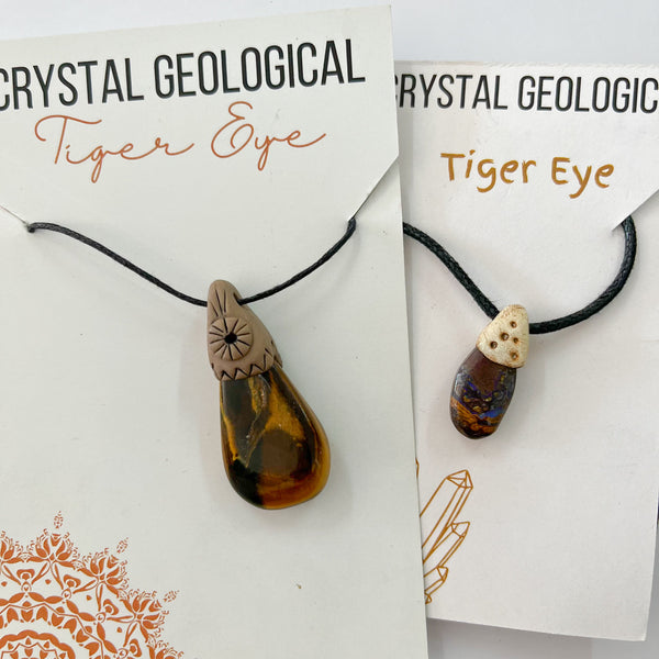 Assorted Polymer Clay Gemstone Pendants on Black Cord