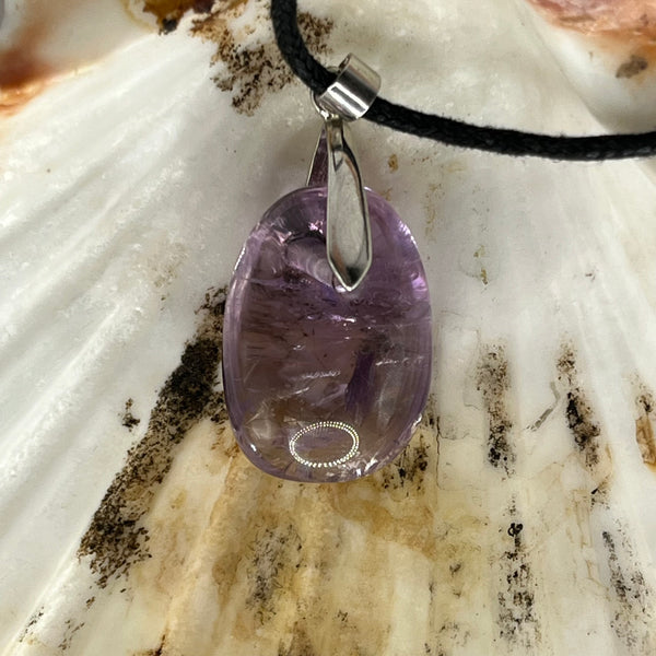 Assorted Metal Gemstone Pendants on Black Cord (w/ Clasp)