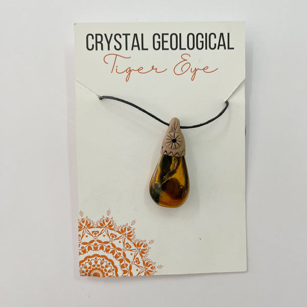 Assorted Polymer Clay Gemstone Pendants on Black Cord