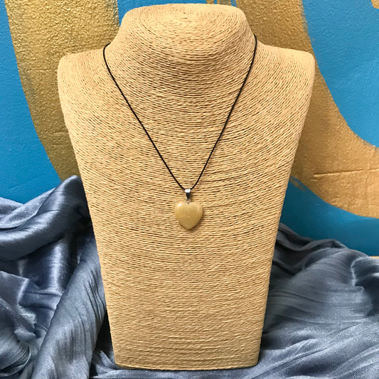 Yellow Aventurine Heart Pendant on Black String