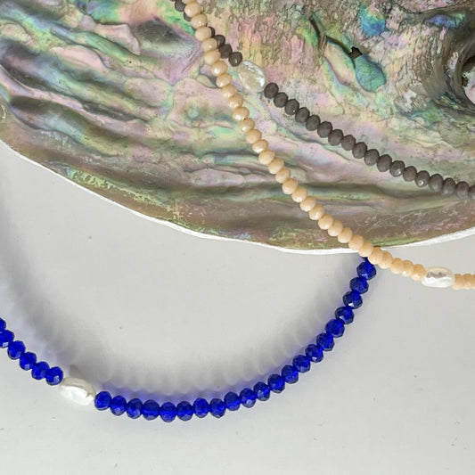 Assorted Faceted Glass and Single Pearl Necklaces