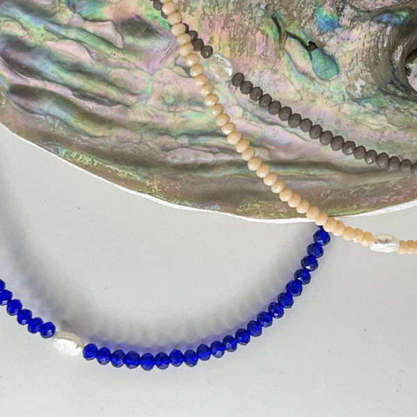 Assorted Faceted Glass and Single Pearl Necklaces