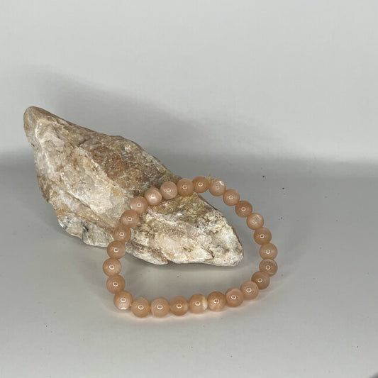 Sunstone Round Bead Bracelet