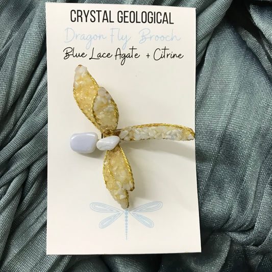 Assorted Gemstone Dragonfly Brooch