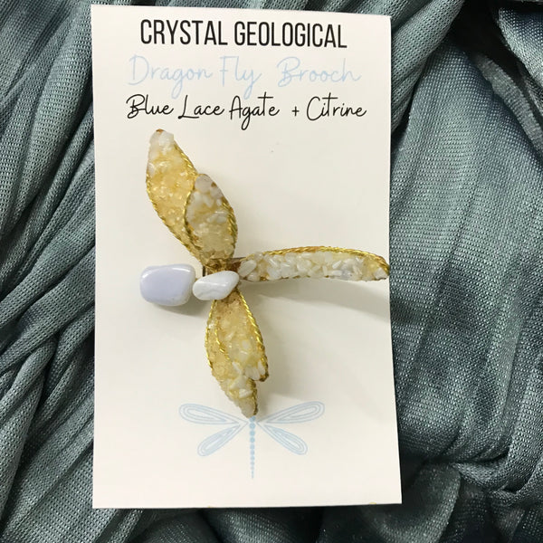 Assorted Gemstone Dragonfly Brooch