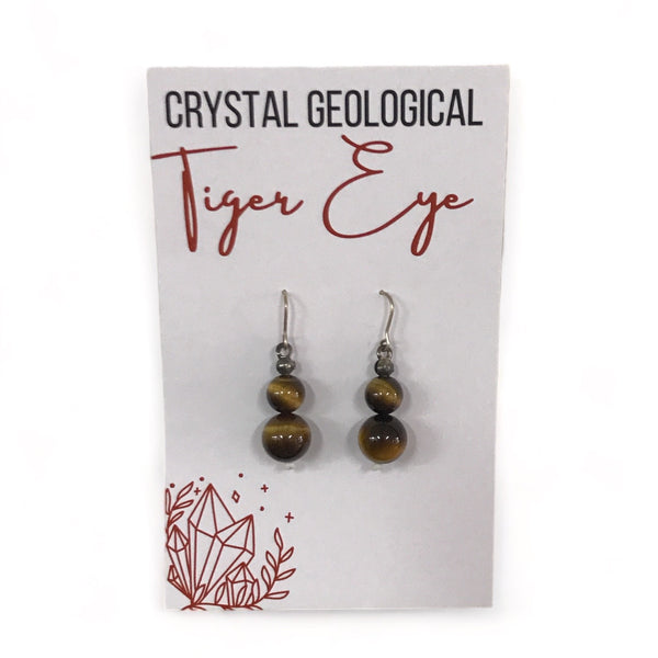 Assorted Tiger Eye Earring Pair - Crystal Geological