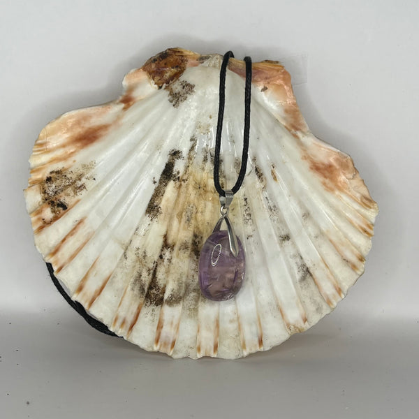 Assorted Metal Gemstone Pendants on Black Cord (w/ Clasp)